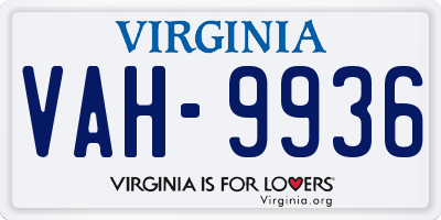 VA license plate VAH9936