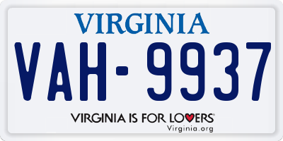 VA license plate VAH9937