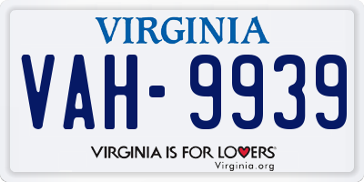 VA license plate VAH9939