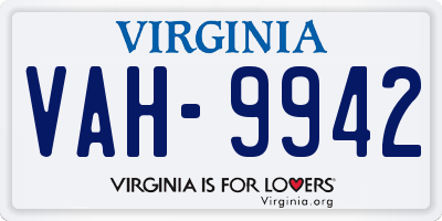 VA license plate VAH9942