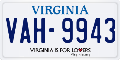 VA license plate VAH9943