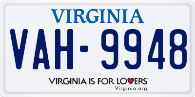 VA license plate VAH9948