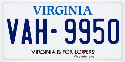 VA license plate VAH9950