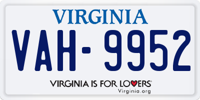 VA license plate VAH9952