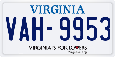 VA license plate VAH9953