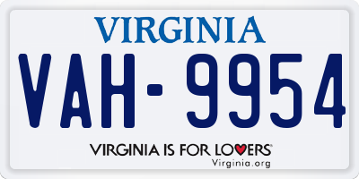 VA license plate VAH9954