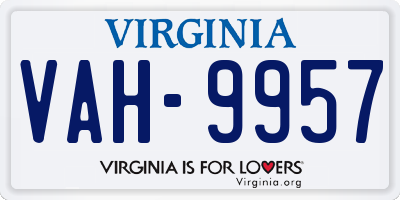 VA license plate VAH9957