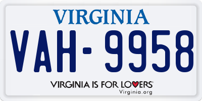 VA license plate VAH9958