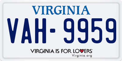 VA license plate VAH9959