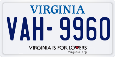 VA license plate VAH9960