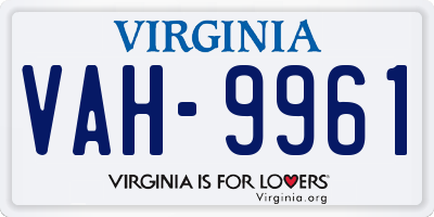 VA license plate VAH9961