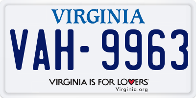 VA license plate VAH9963