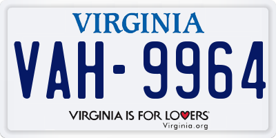 VA license plate VAH9964