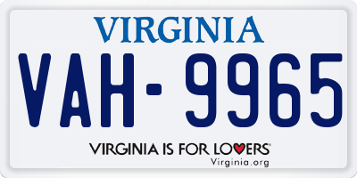 VA license plate VAH9965