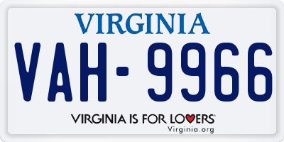 VA license plate VAH9966