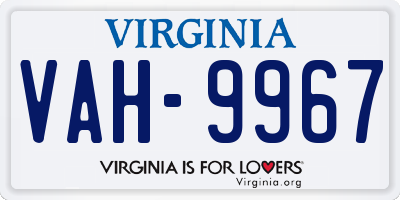 VA license plate VAH9967