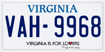 VA license plate VAH9968