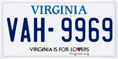 VA license plate VAH9969