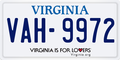 VA license plate VAH9972