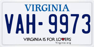VA license plate VAH9973
