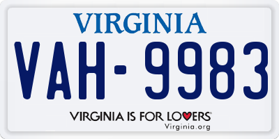 VA license plate VAH9983
