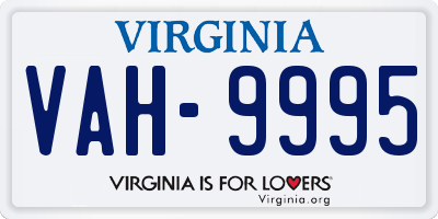 VA license plate VAH9995