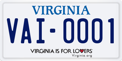 VA license plate VAI0001