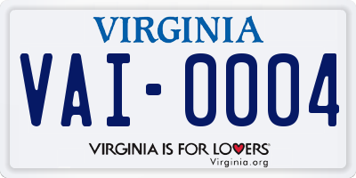 VA license plate VAI0004