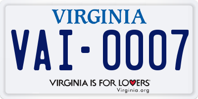VA license plate VAI0007