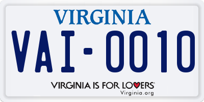 VA license plate VAI0010