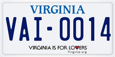 VA license plate VAI0014