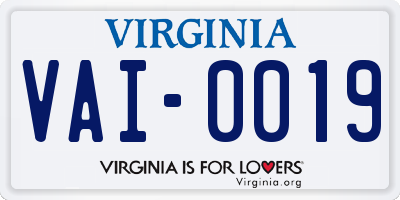 VA license plate VAI0019