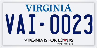 VA license plate VAI0023