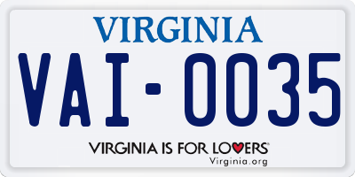 VA license plate VAI0035