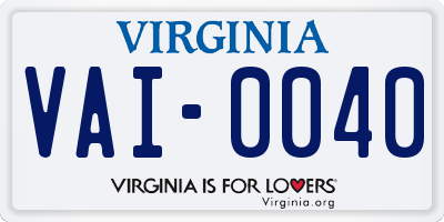 VA license plate VAI0040