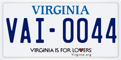 VA license plate VAI0044