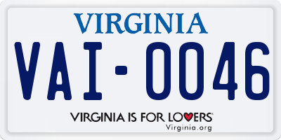 VA license plate VAI0046