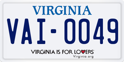 VA license plate VAI0049