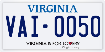 VA license plate VAI0050