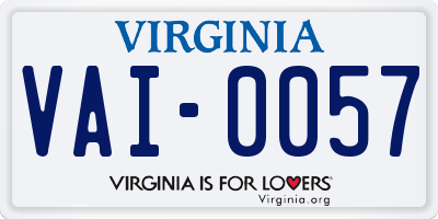 VA license plate VAI0057