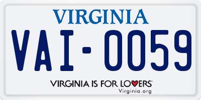 VA license plate VAI0059