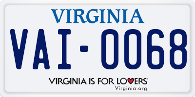 VA license plate VAI0068