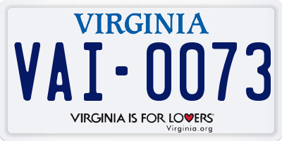 VA license plate VAI0073