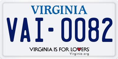 VA license plate VAI0082