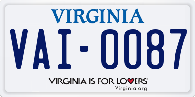 VA license plate VAI0087
