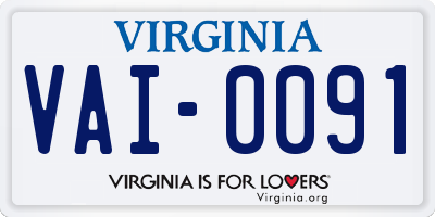 VA license plate VAI0091