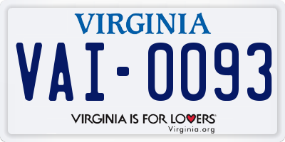 VA license plate VAI0093