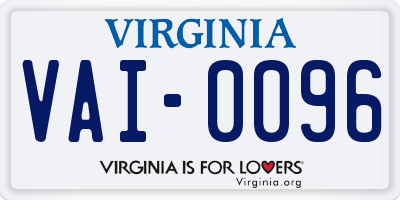 VA license plate VAI0096