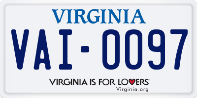 VA license plate VAI0097