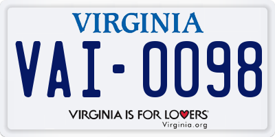 VA license plate VAI0098